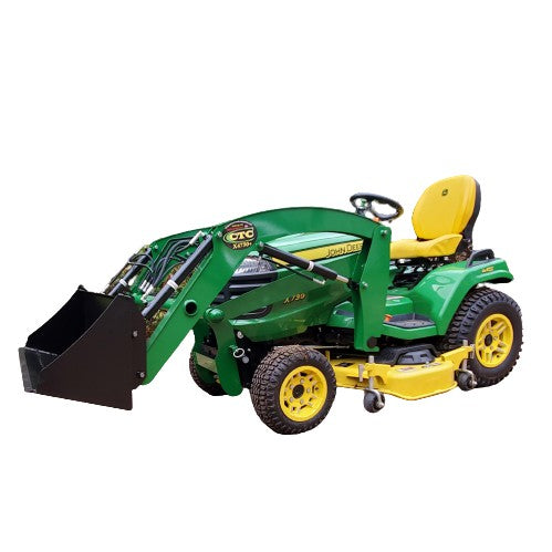 Riding mower with online loader